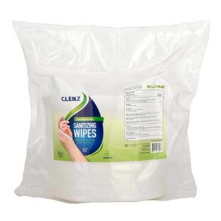ALPINE INDUSTRIES Clenz 800ct Light Lemon Scent Antibacterial Sanitizing Wipes, 4 Rolls, 3200 Wipes ALPC-US-WIPES-800
